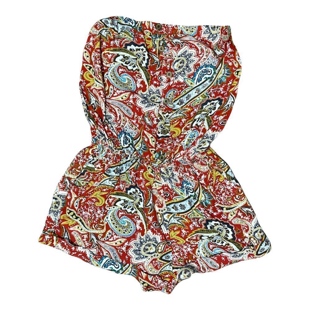 WET SEAL STRAPLESS‎ ROMPER PAISLEY PRINT MULTICOLOR M NWOT